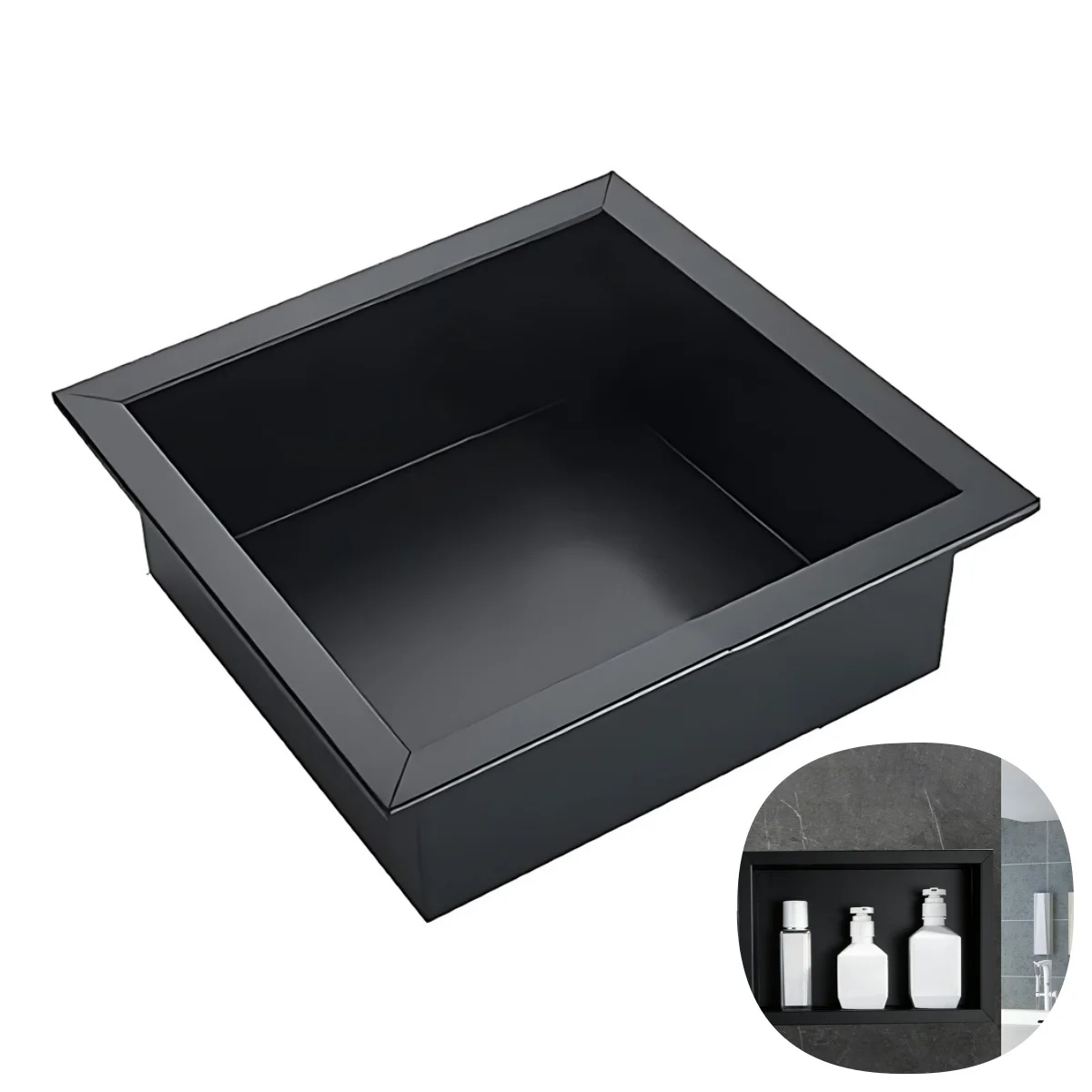 

Black Modern Style Concealed Wall Niche For Shower Toiletries And Bathroom Essentials Shower Niche