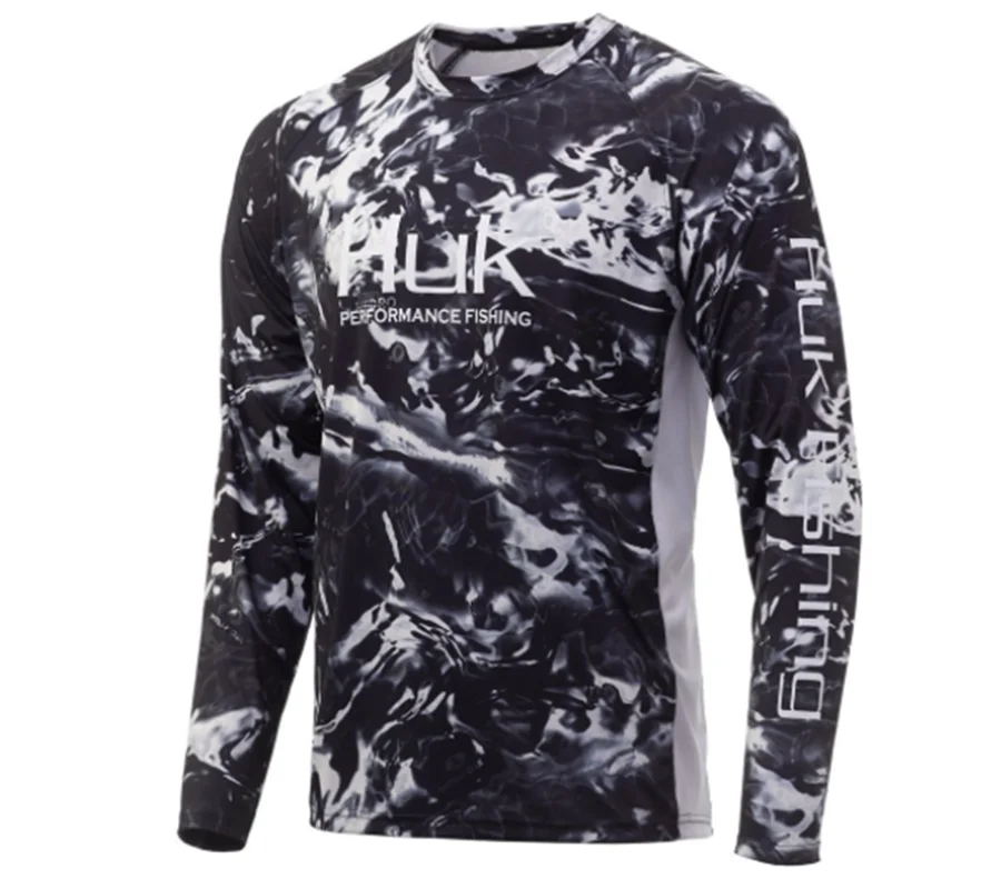 HUK-camisetas de pesca para hombre, Sudadera con capucha de manga larga con ventilación para deportes al aire libre, Top transpirable informal con protección UV