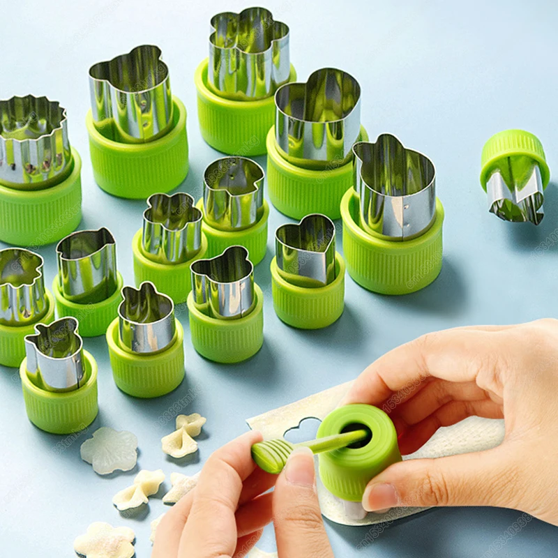 6/9/12Pcs Set Fruit Cutter Mold for Kids Stainless Steel Vegetables Mini Cutters Cookie Baking Moulds DIY Heart  Shape Cutters