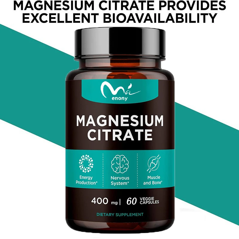 500 milligramsofmagnesium citrate,60 capsules easily absorbed, supporting muscleenergy productionwith excellent bioavailability