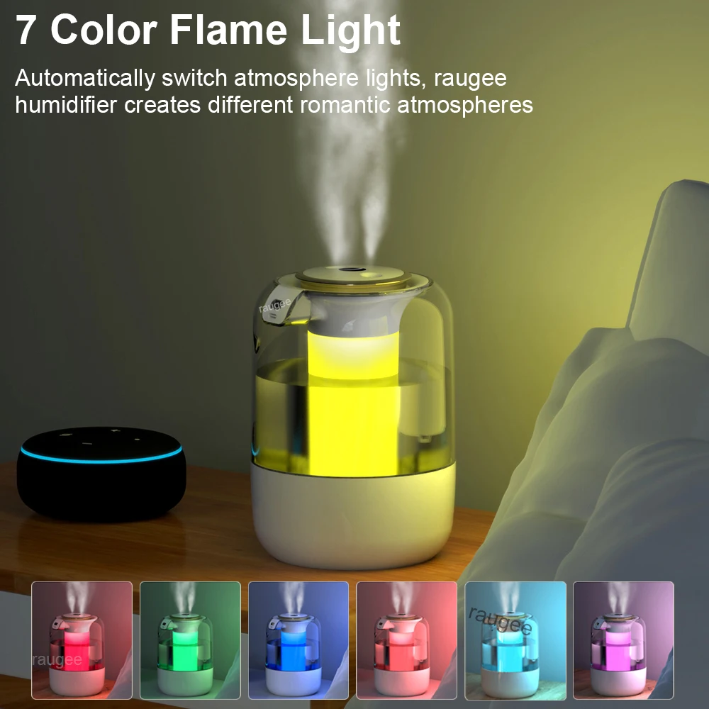 2.2L Large Capacity Humidifier Double Spray Humidifier Office Bedroom USB Humidifiers with Colorful Light Quite Air Humidifier