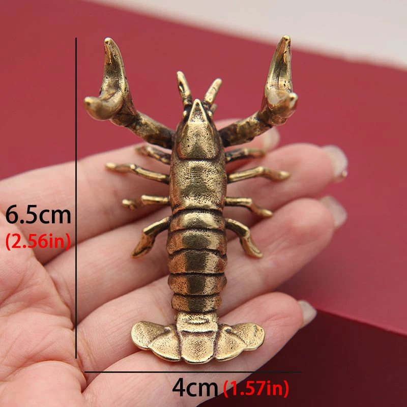 Divertido adorno de cangrejo de latón macizo, portalápices de animales Vintage, decoración de escritorio, colecciones artesanales, figuritas de langosta, mascotas de té