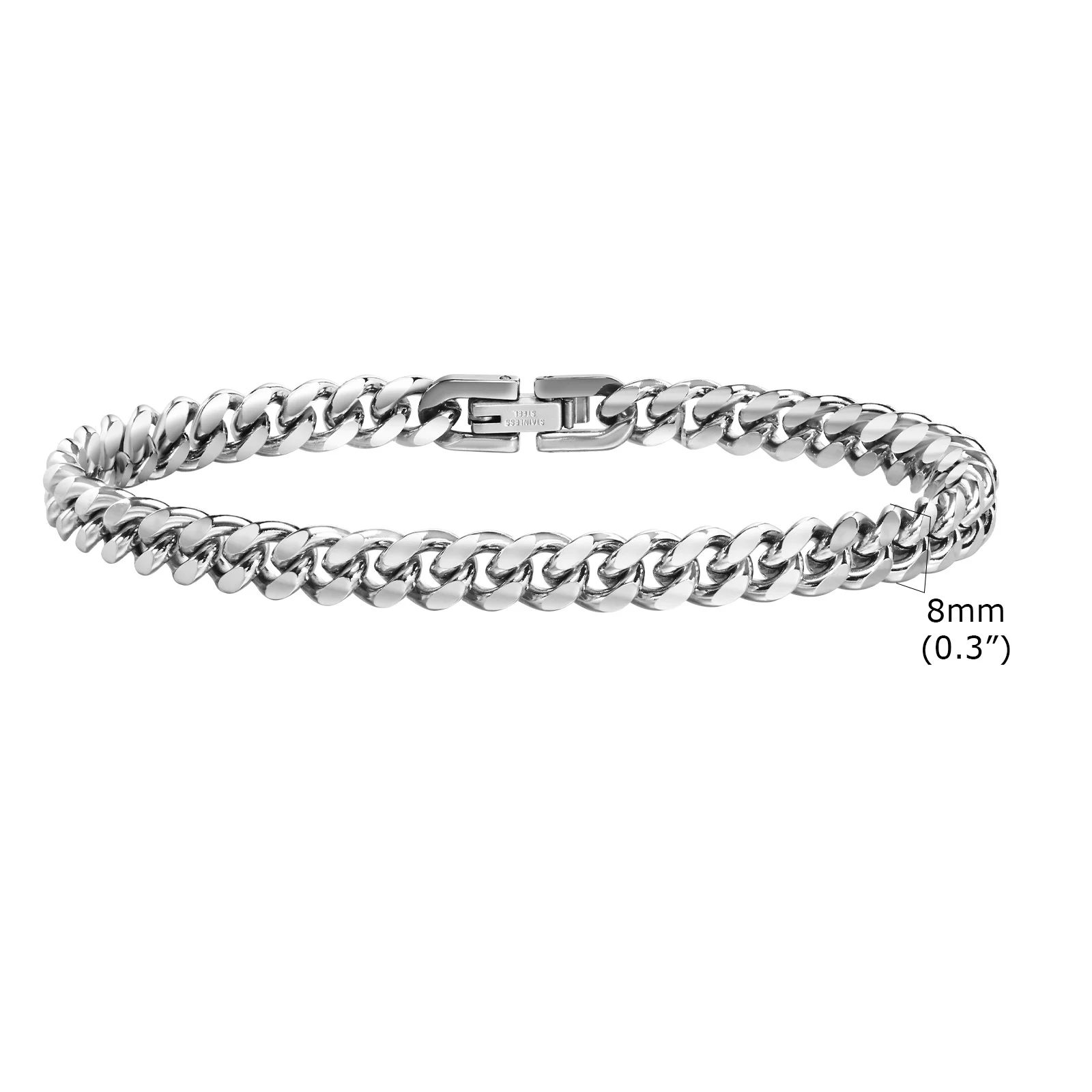 Vnox 8Mm/10Mm Bold Cubaanse Ketting Armbanden Voor Mannen, Zwart Roestvrij Staal Miami Curb Links Polsband, Dikke Mannelijke Jongens Sieraden