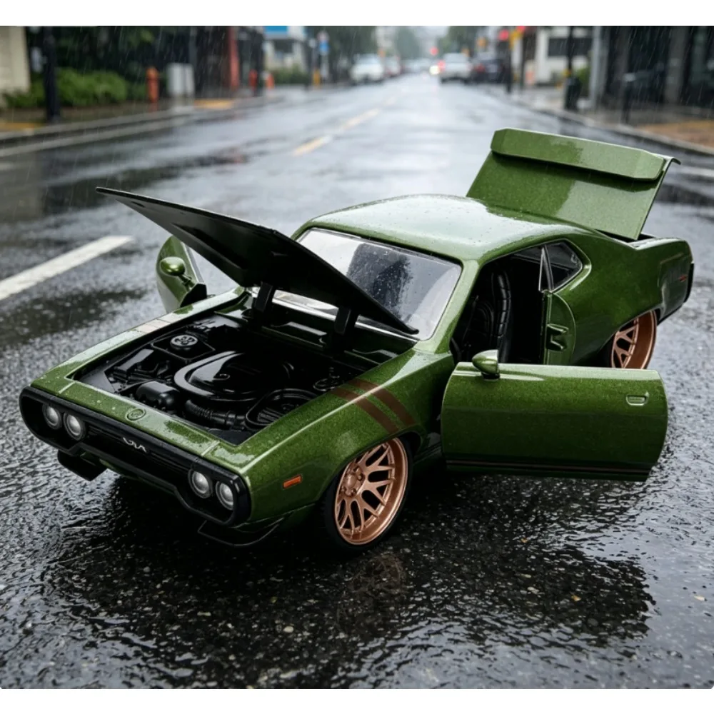 

Jada 1:24 1972 Plymouth GTX Greenlynn Diecast Alloy Sports Car Model, Classic Vintage Toy Car for Kids & Collectors
