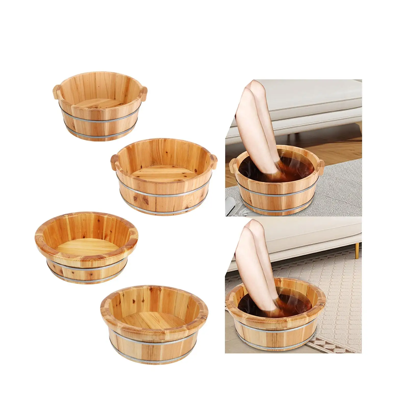 

Wood Footbath Basin Sooth Surface Foot Bucket Foot Bath Basin Height 16cm Barrel Handmade Foot Tub Bucket Wooden Wood Foot Tub