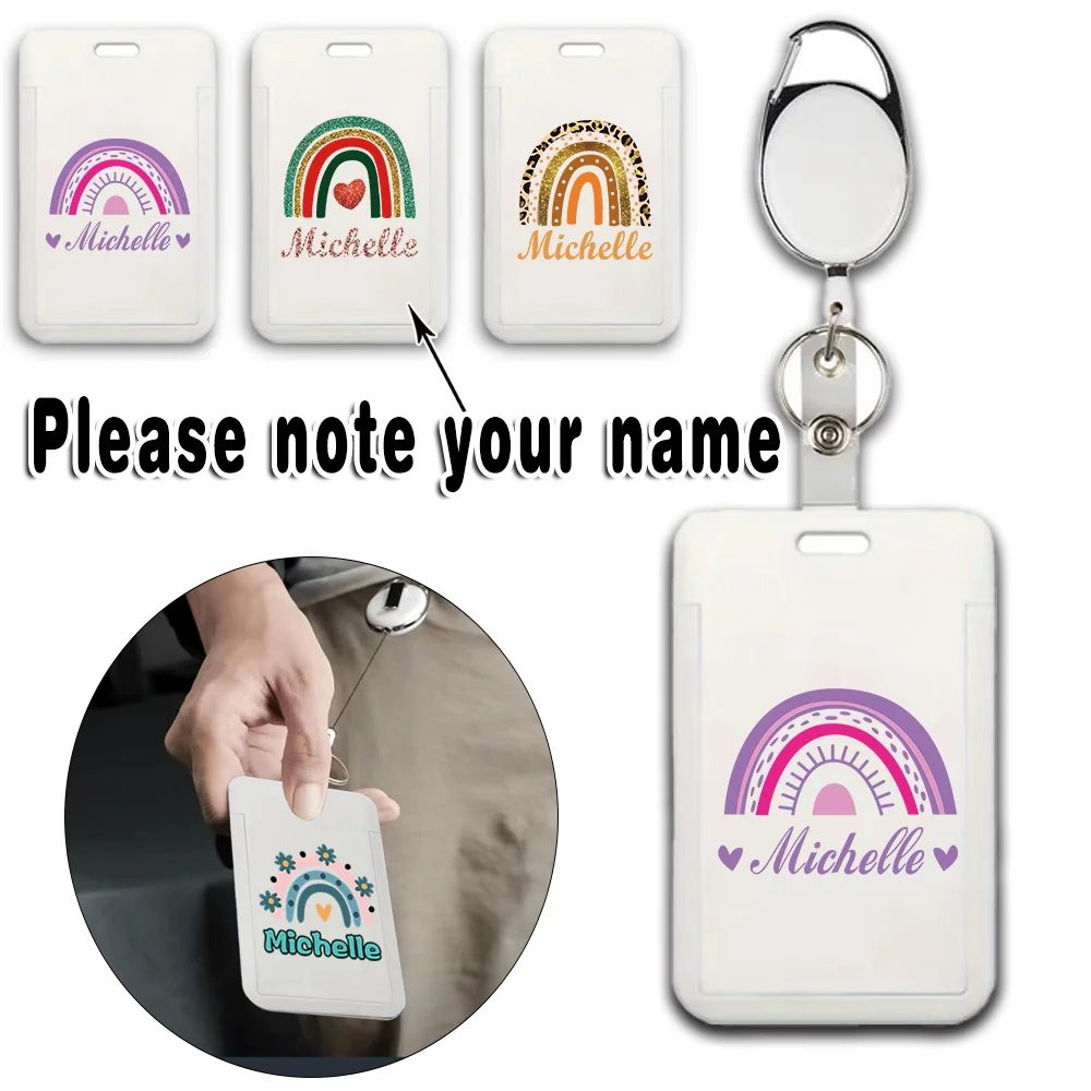 

Customized Name Retractable ID Badge Holder Keychain Clip Personalized Durable Card Holder for Office Security DIY Accessories