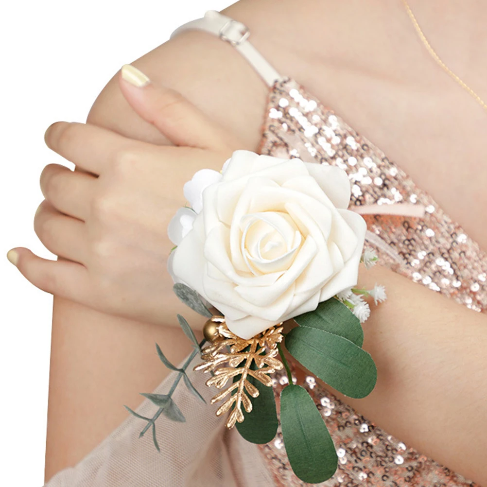 

4pcs Wedding Bridal Wrist Corsage Bracelet Decorative Hand Flower Bracelets For Bridesmaid Rustic Wedding Decoration Supplies