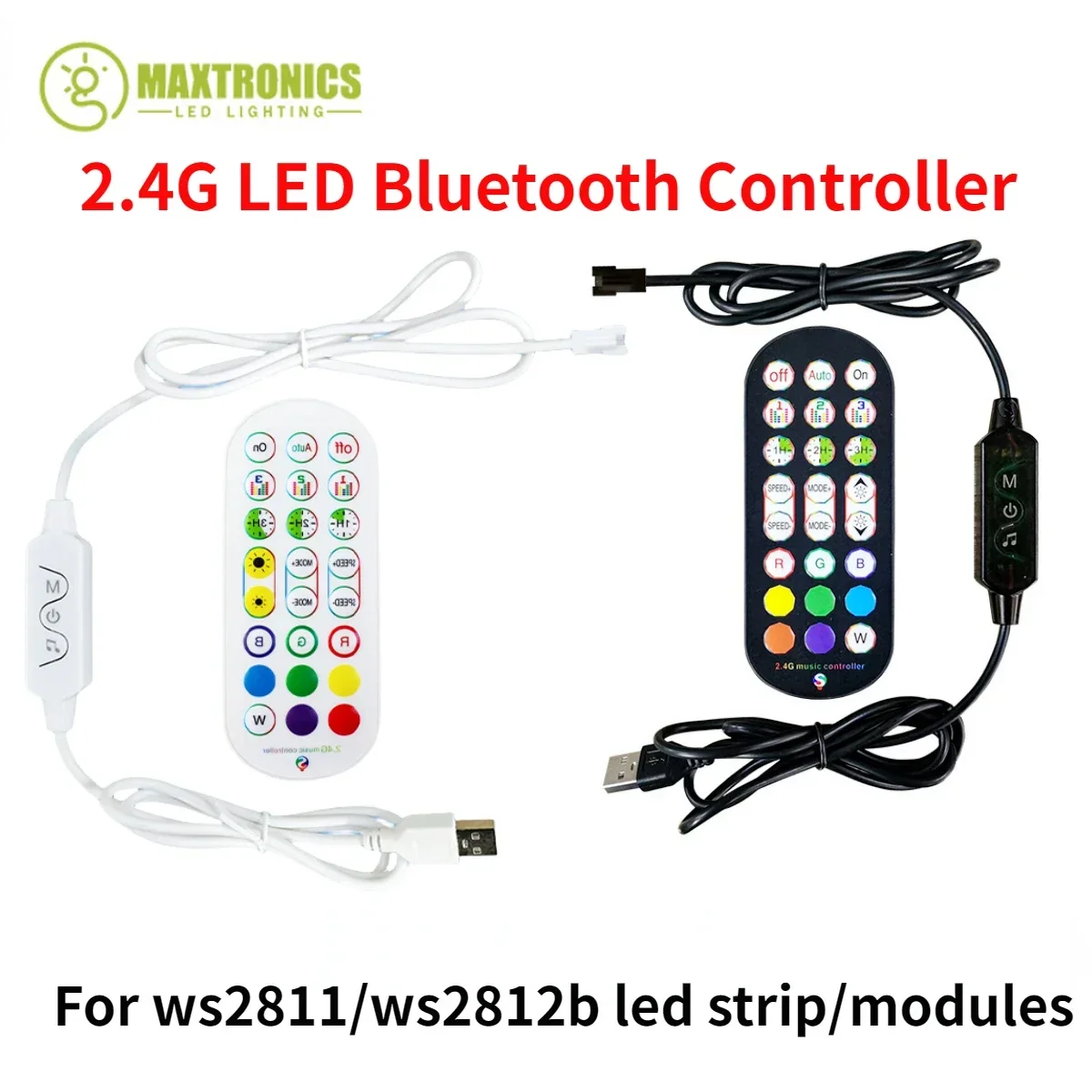 

DC5-24V WS2812B WS2811 2.4G LED Bluetooth Controller And 24key Remote Control for Addressable Smart RGB LED Strip Lights Tape