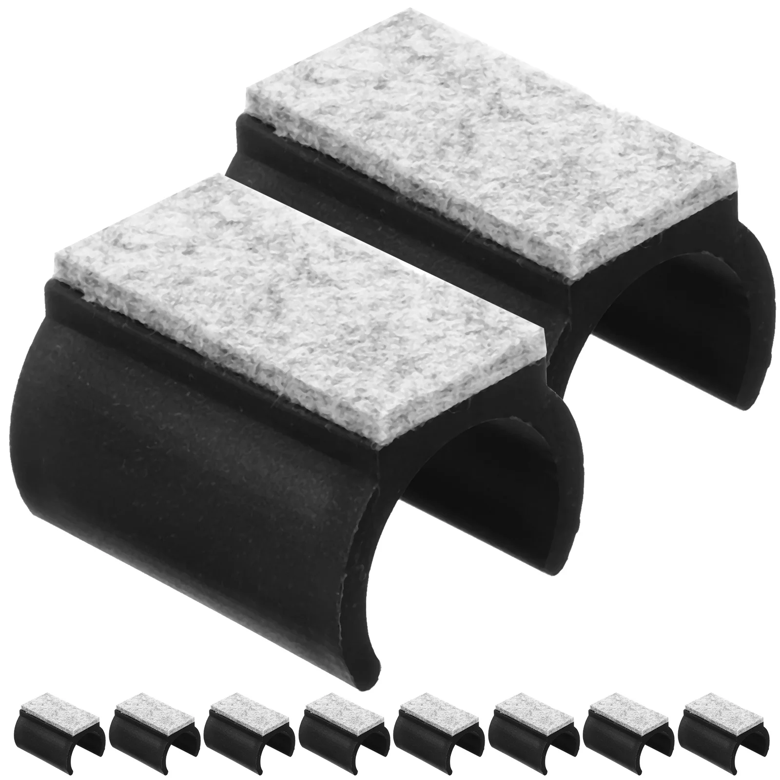 10 Pcs Mute Furniture U-shaped Foot Pads Sled Rectangle Plastic Chair Stoppers Felt