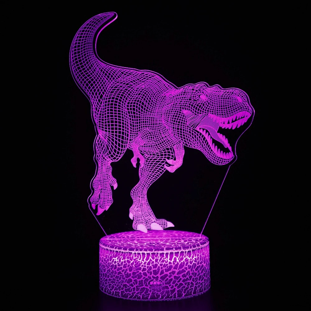 

Ночник с динозавром, 3D светодиодный ночник для мальчиков, оптическая иллюзия с динозаврами, лампа для декора детской комнаты, подарки для любителей динозавров