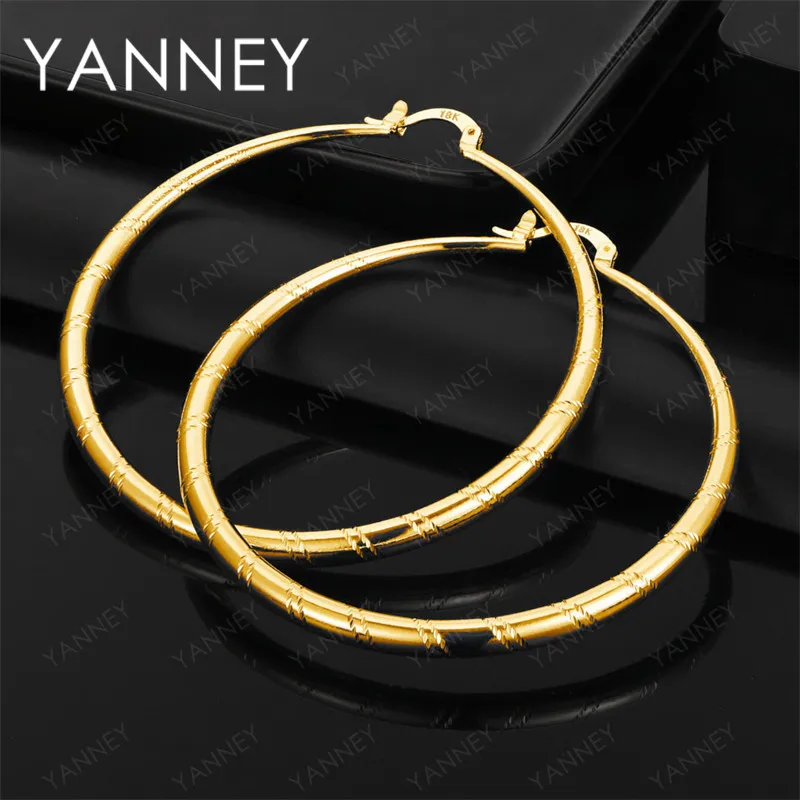 

Luxury 925 Sterling Silver 18K Gold 40/50/60mm Round Hoop Earrings Women Jewelry Wedding Accessories Party Favors