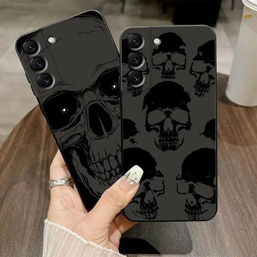 Skeleton Skull Black Soft Phone Cover Case for Samsung Galaxy A25 A71 A22 A52 A41 A23 A53 A26 A72 A51 A73 A36 A24 A55 A32 A35