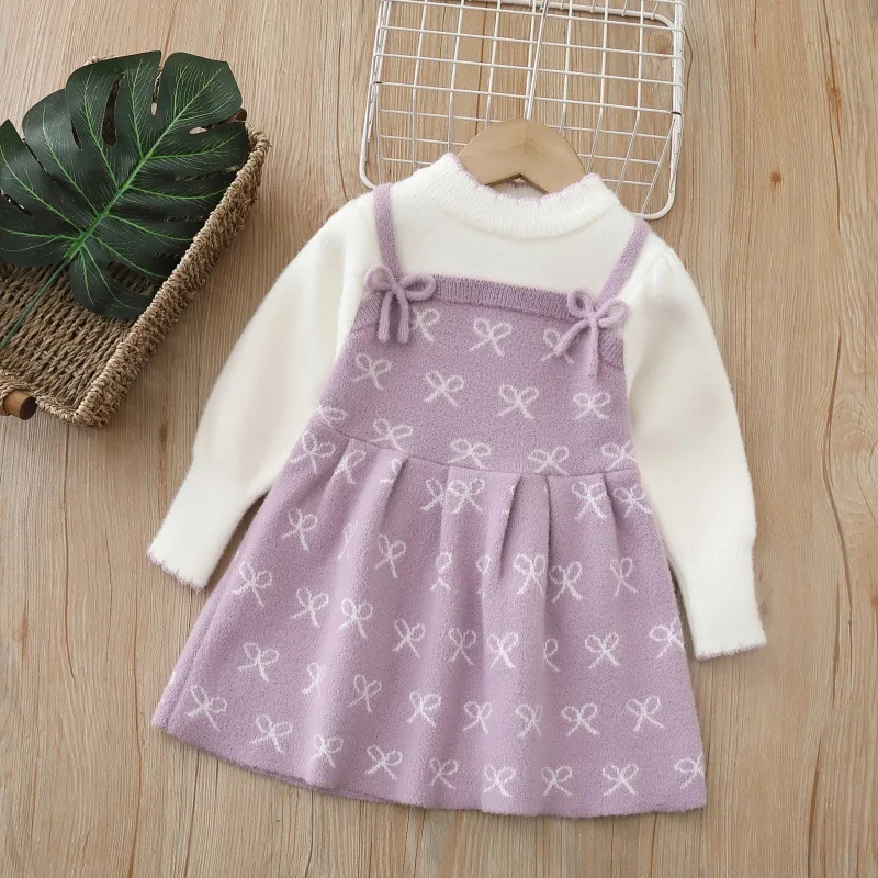 

Girls Knitted Dresses Spring Autumn 2026 Children Woolen Jersey Sweaters Dress For Baby Princess Cute Clothes Kids Costume 2 3Y