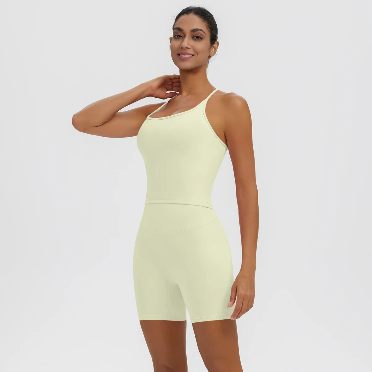 Rooftrellen 2-teiliges sexy einfarbiges Yoga-Set für Frauen, mit schönem Rücken und I-förmiger Weste, Fitness-Lauf-Yoga-Shorts-Set für Damen – Detail 28