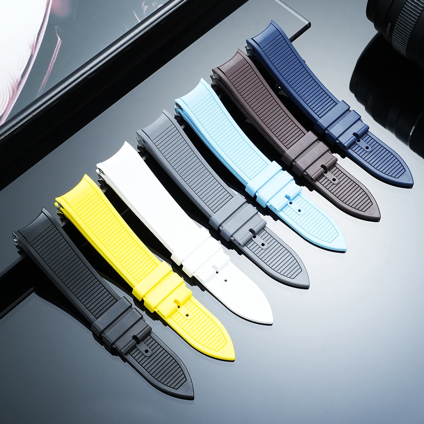 For PIAGET POLO Series G0A41002 G0A47014 G0A43001 Sports Fluororubber Watch Band Arc Mouth FKM Rubber Strap 21mm For 42mm Deal