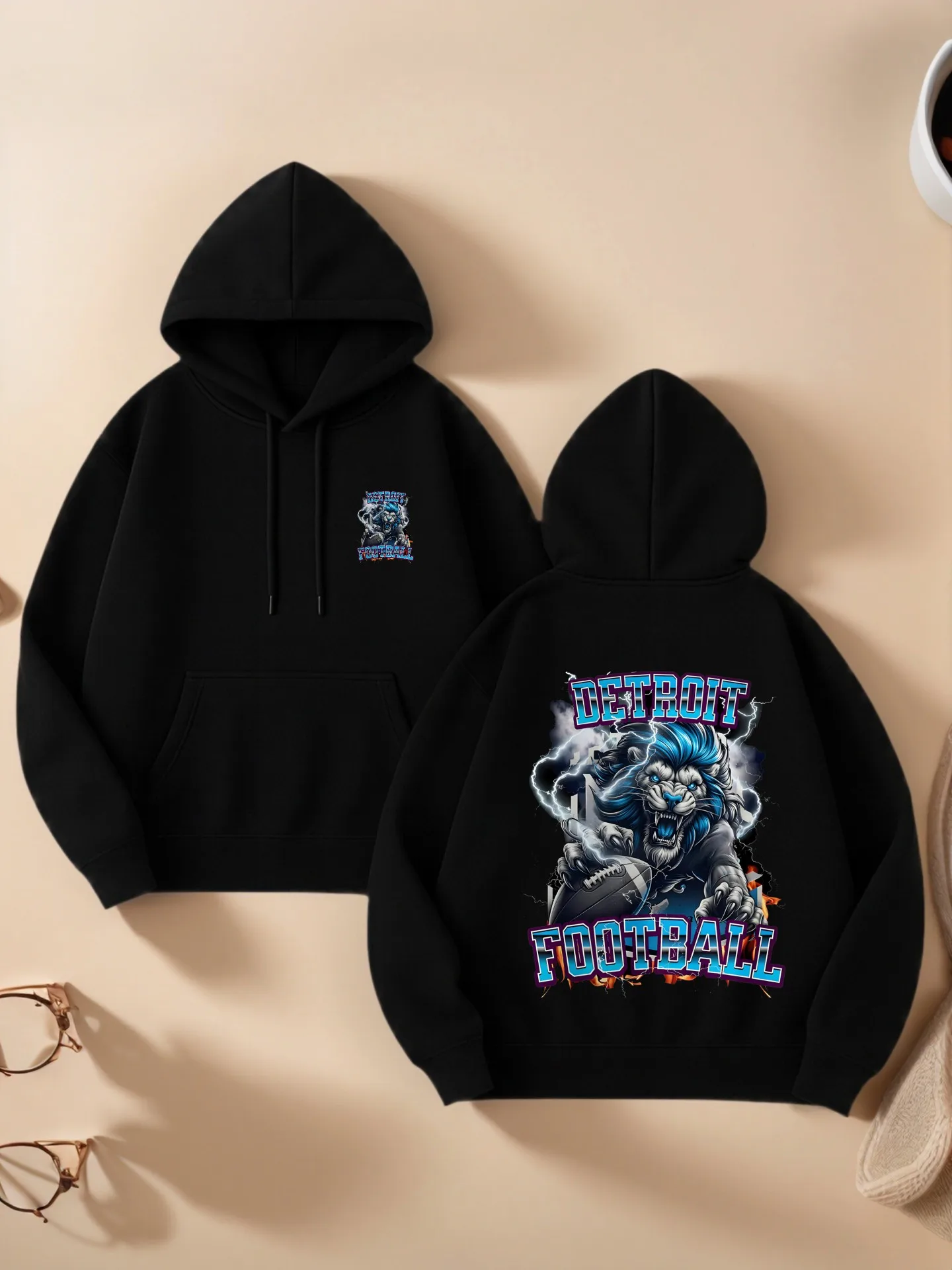 Grafik-Hoodie, Cartoon-Druck, Streetwear-Stil, mit Fleece gefüttert, lässige Alltagskleidung, für junge Männer