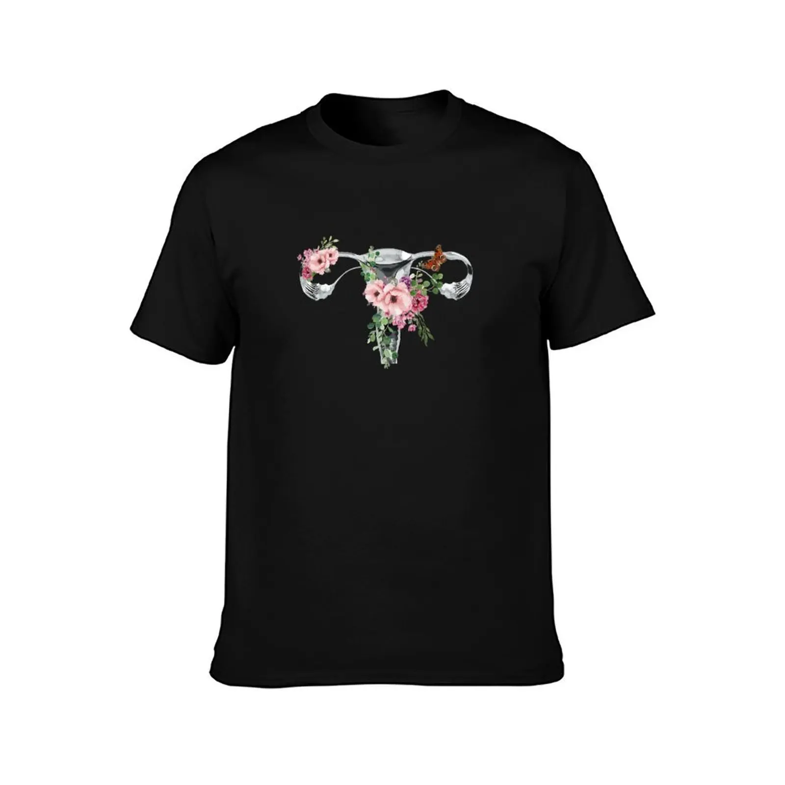 Uterus Pro choice Feminist pink flower T-Shirt Lightweight Gym Training T-Shirt