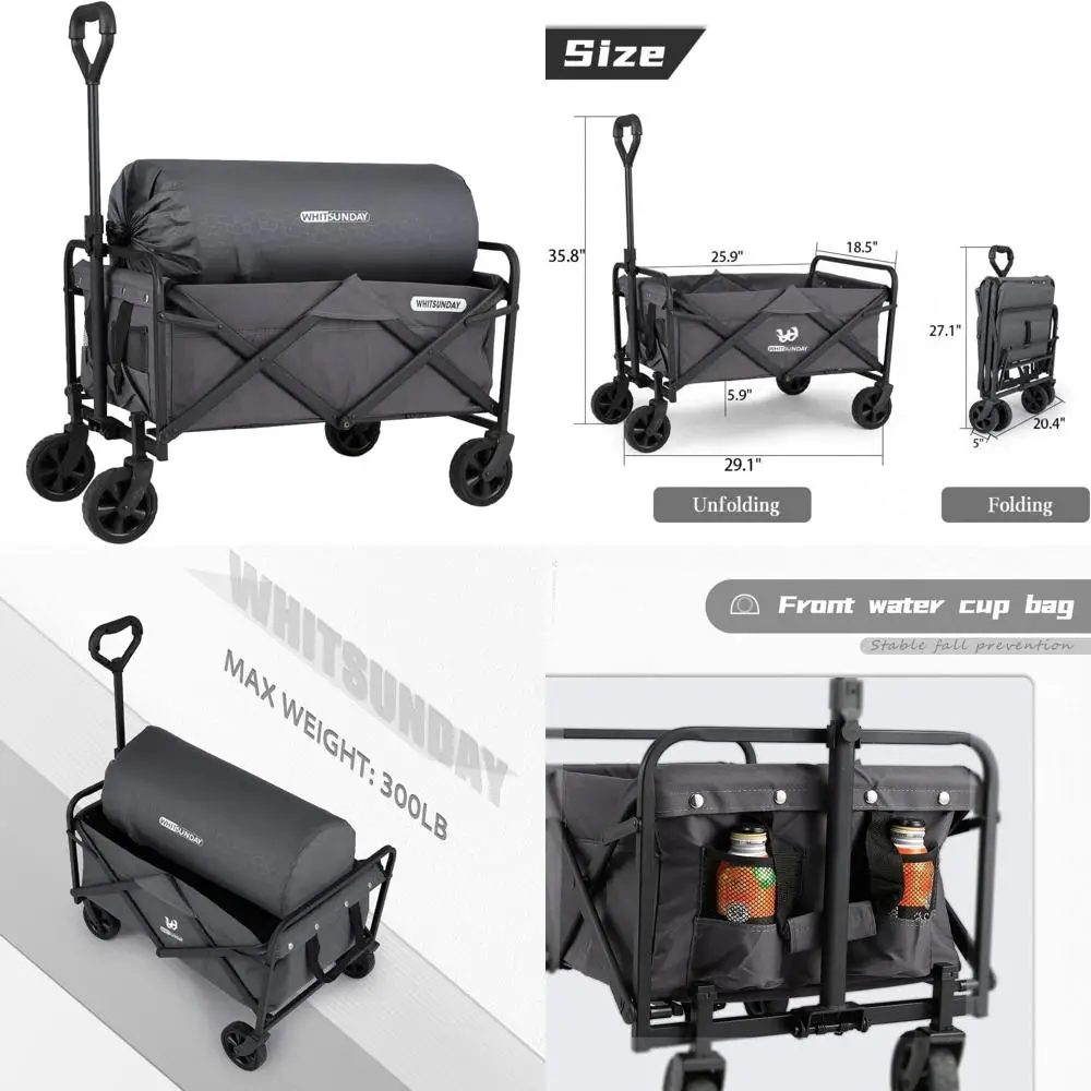 

Whitsunday Folding Garden Utility Wagon for Outdoor Picnics, Camping, and More with Compact Size and 5 Wheels
