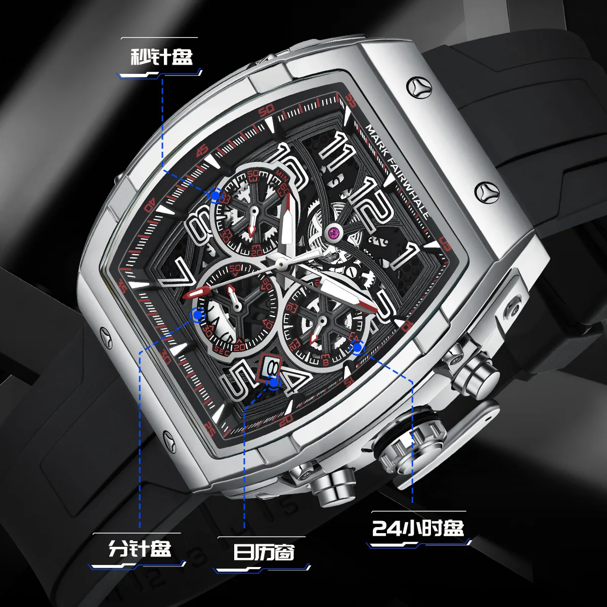 

Hot Brand Mark Fairwhale Watch For Men Fashion Sports Chronograph Calendar Waterproof Tonneau Quartz Male Wristwatches Gift 2025