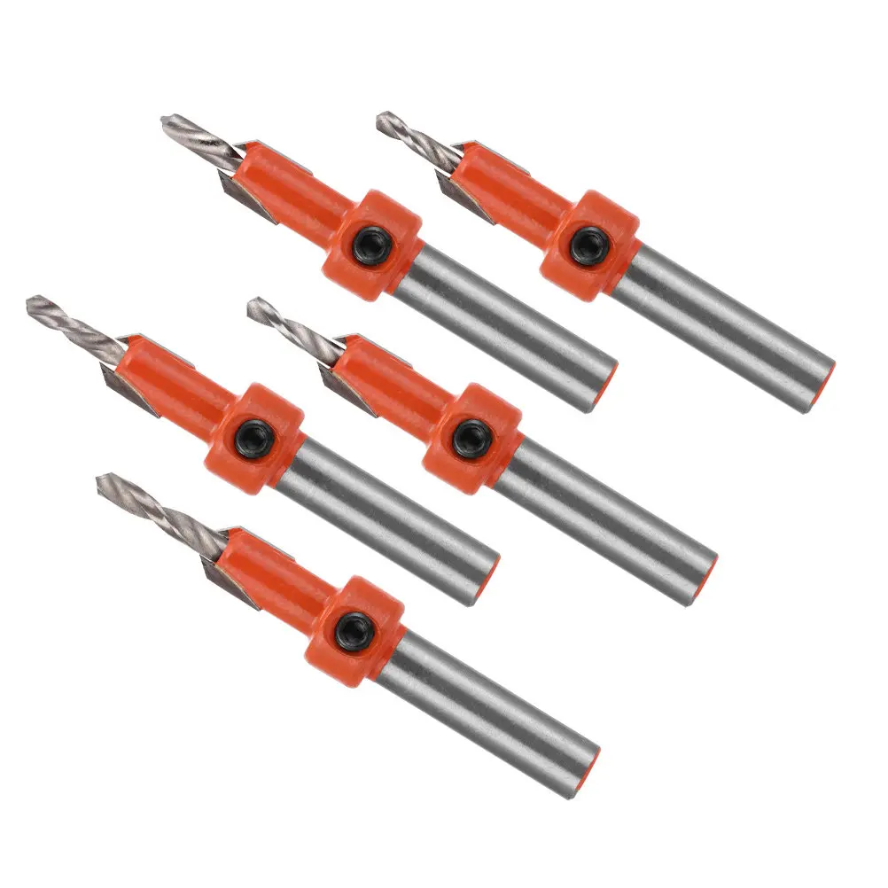 5pcs Woodworking Countersink Drill Bit Set High-Hardness Alloy Stepped Design For Furniture Assembly Self-Tapping Chamfer Drill