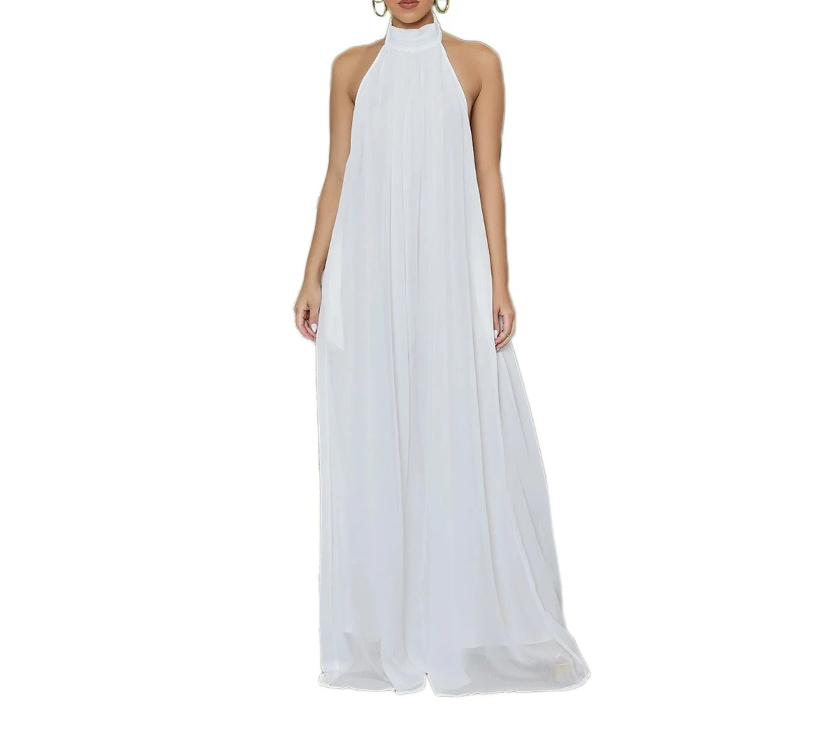 

2025 Summer New Casual Sleeveless Chiffon Wide Truffle Back Women's Jumpsuit