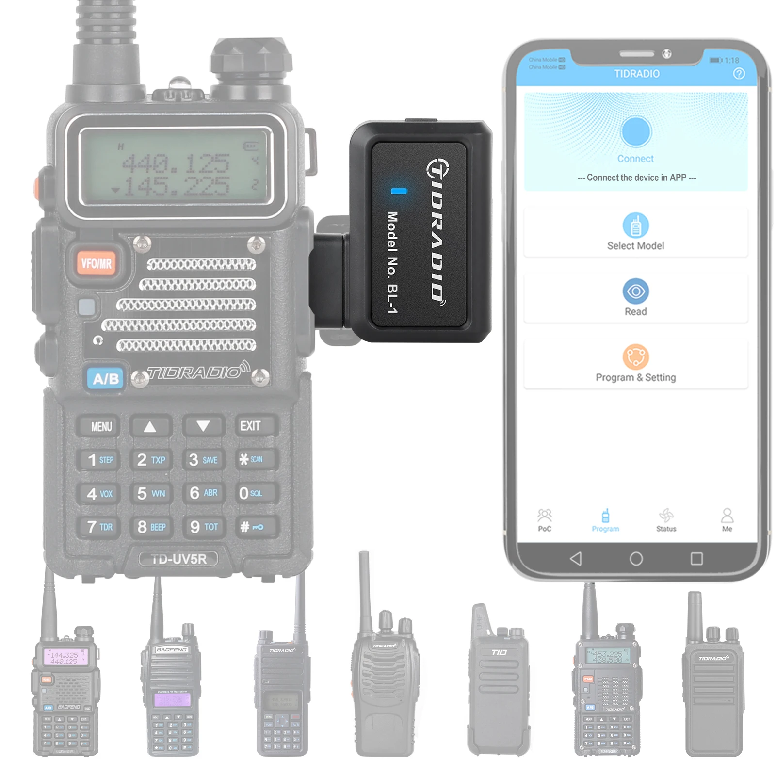 

Walkie Talkie Wireless Programmer Phone Bluetooth programming for Baofeng UV 5R-BF-888S Radio Multiple Model ham Radio Cable