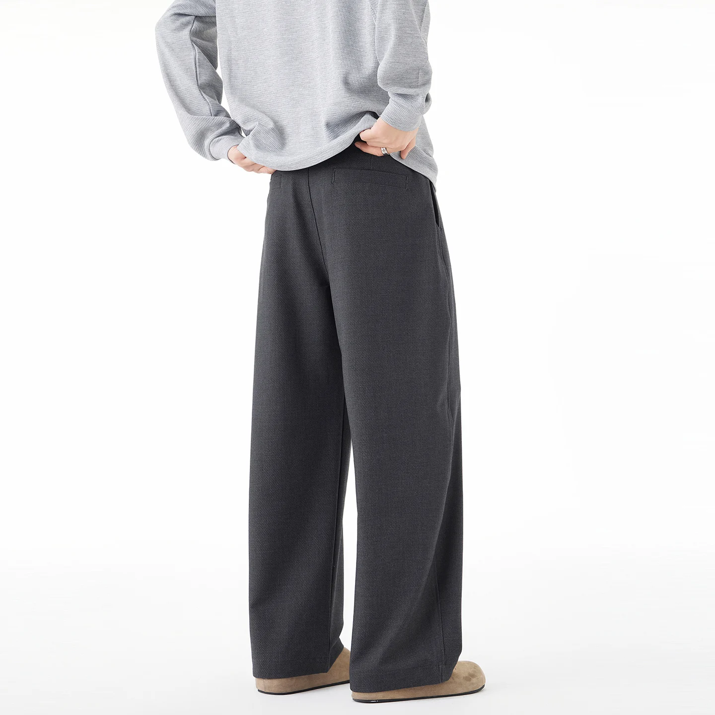 Pantalones de cintura alta para hombre, traje informal de pierna ancha, pantalón Vintage, moda japonesa, ropa de calle de Corea, pantalones largos