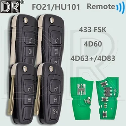 DR 5WK50165 5WK50166 5WK50168 433FSK 4D63+/4D83Chip HU101/FO21 Car Remote Key For Ford Focus Fiesta Kuga C-Max Mondeo Galaxy
