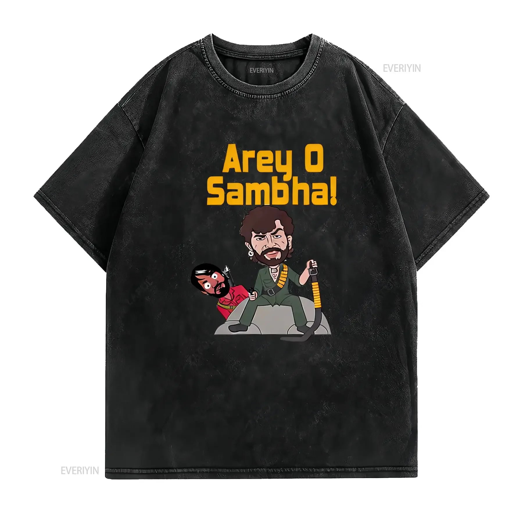 SHOLAY Dialogues PREMIUM T shirt Bollywood Gabbar Singh Arey O Sambha SLY A01 vintage Washed designer clothes