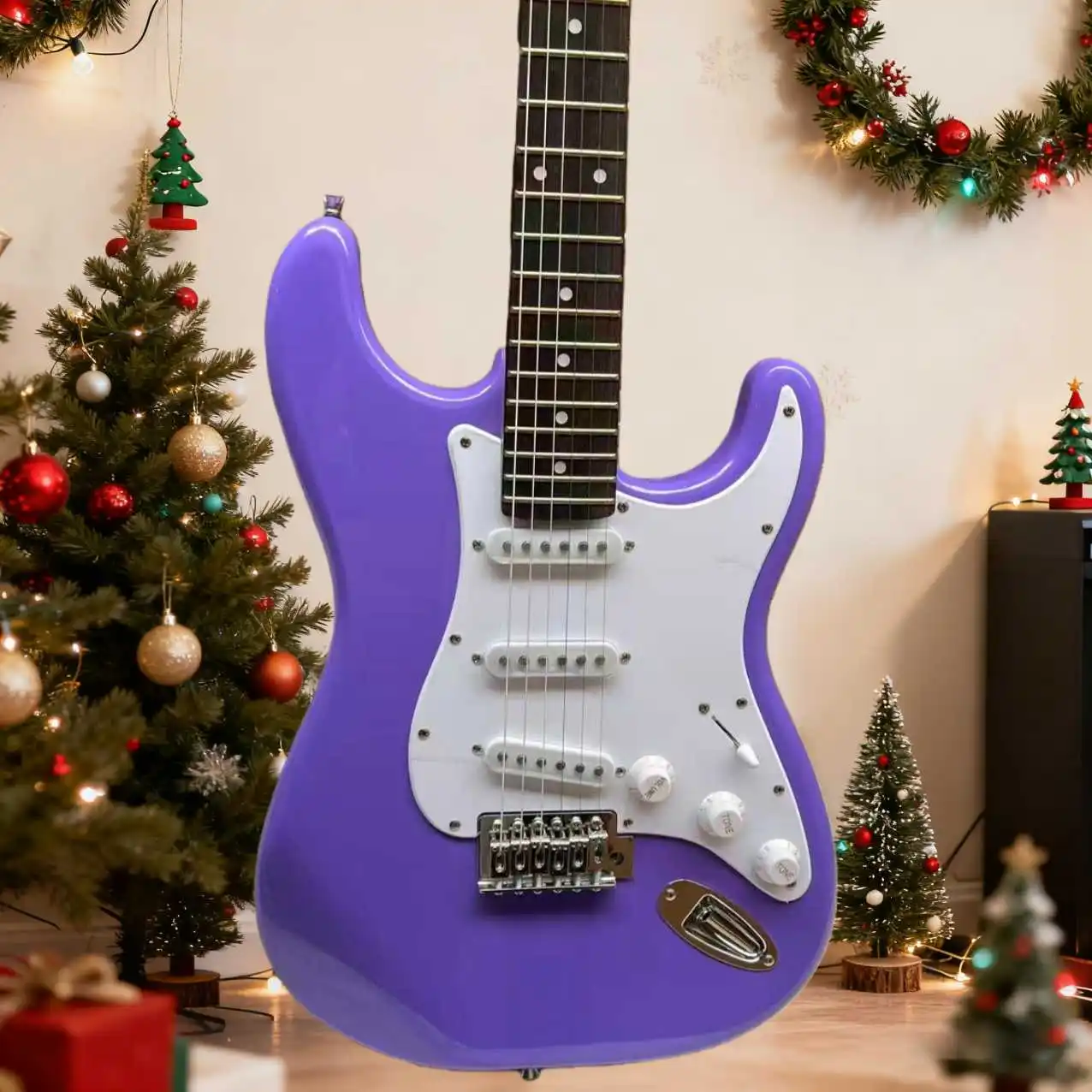 التقاطات جيتار كهربائي أرجواني SSS مع واقيات بيك جاردز بيضاء 6 أوتار للاستوديو الاحترافي بيع كبير شحن مجاني #1