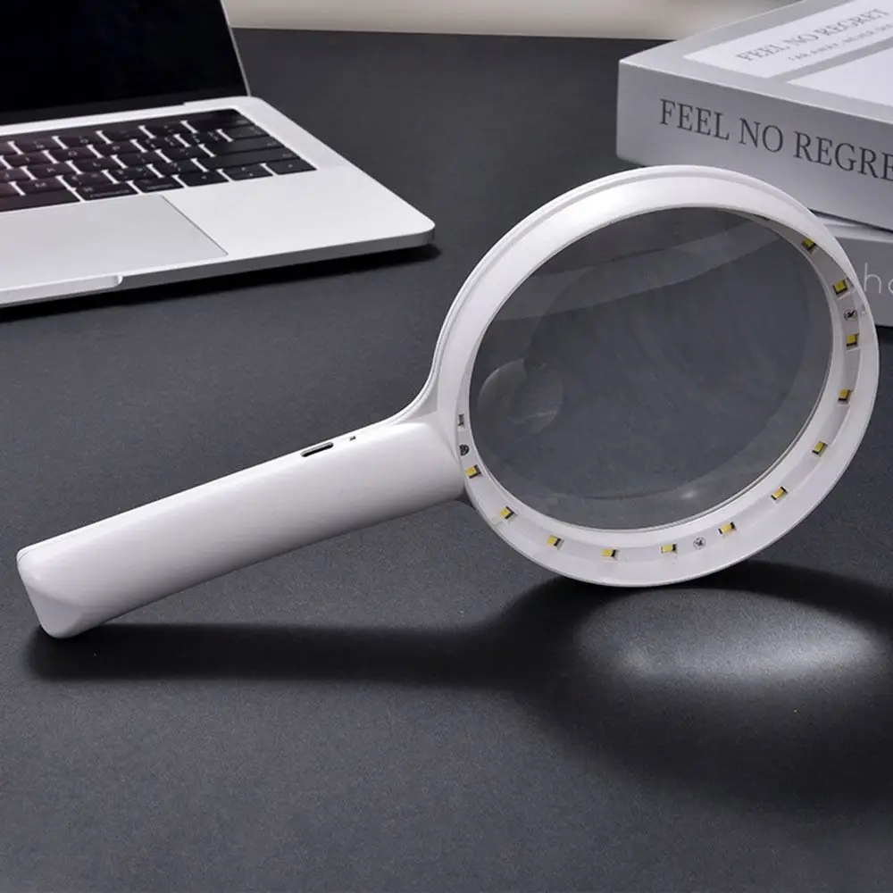 

Compact Durable Reading Glasses Rechargeable Illuminated Magnifying Glasses 40/30/20X 3 Light Modes Handheld Microscope Repair