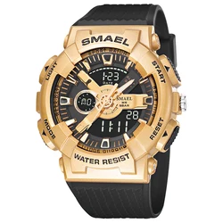 SMAEL Watch For Men, Oversized Outdoor Sport Man Wrist Watches, Shock Resistant 54mm Dual Display Analog Digital Clock 8006