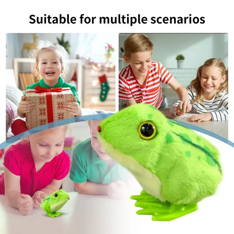 Wind Up Toys For Kids Funny Plush Frog Wind-Up Toy Crawling Spring Toy Clockwork Animal Toys Adorable Wind-Up Toys Frogs For