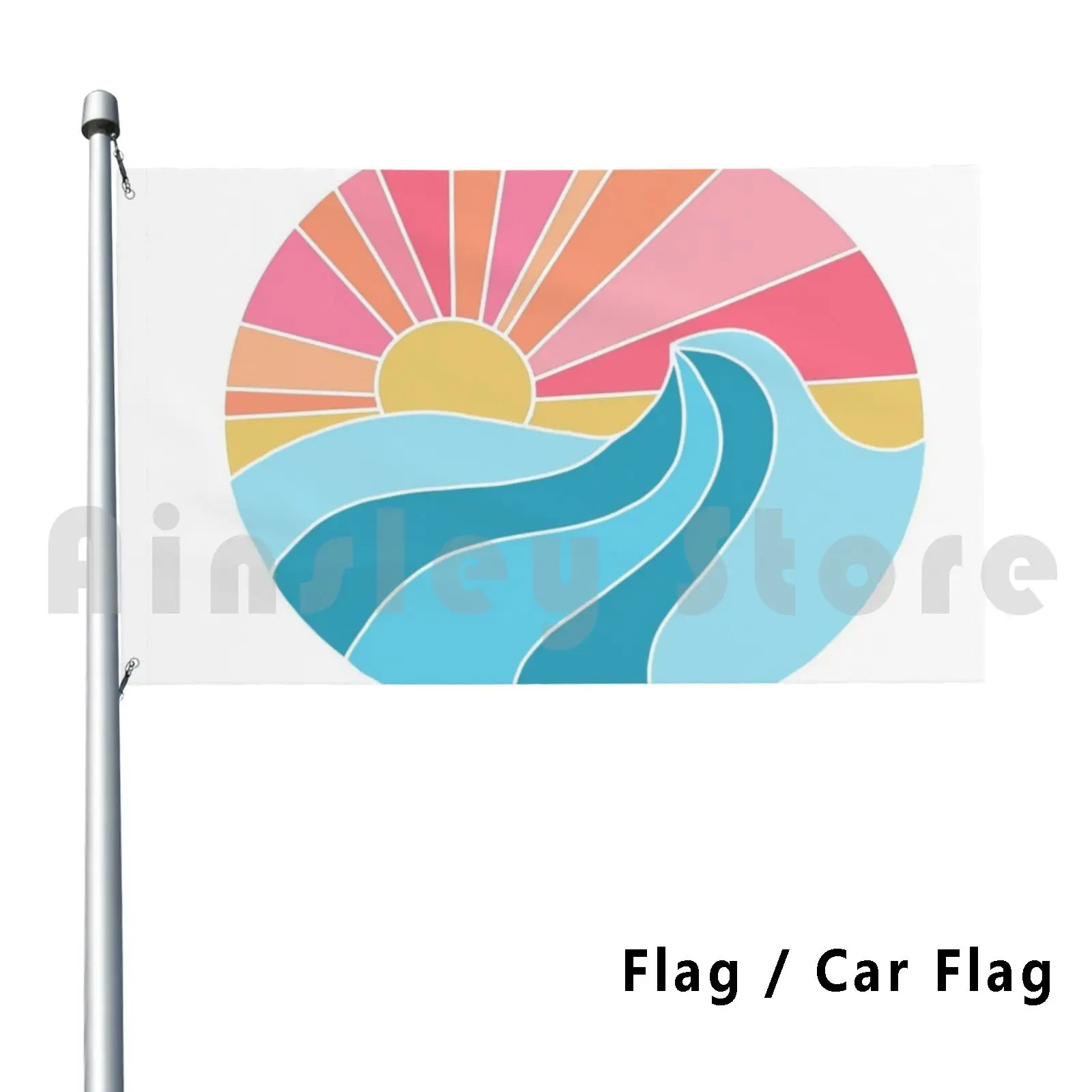 Sun And Wave Flag Car Flag Funny Summer Ocean Water Sunshine Sun Tan Lines Aloha Vibes