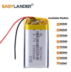 902040 3.7V 1000mAh 302040 402040 502040 602040 702040 802040 102040 Rechargeable Lithium Li-ion Polymer Battery