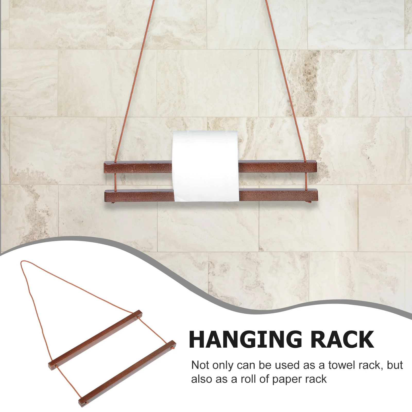 

Punch-Free Wooden Towel Rack Modern Design Bathroom Organizer Smooth Surface No Burr Wall Mounted Hanger Wooden Towel Rack