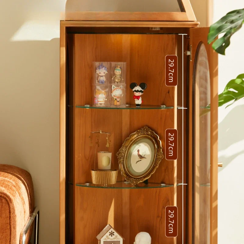 Display Cherrywood Solid Wood Rotating Bookshelf Hand-Made Corner Cabinet Blind Storage