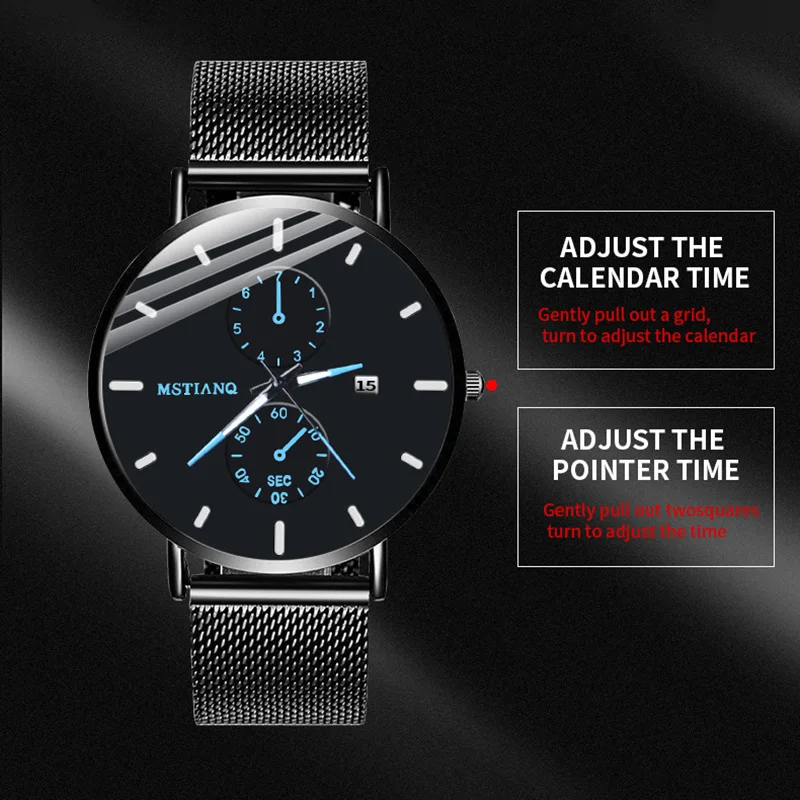 MSTIANQ – montre étanche à Quartz pour hommes, montre de haute qualité, Simple, mode, calendrier Ultra-mince, Business, acier inoxydable