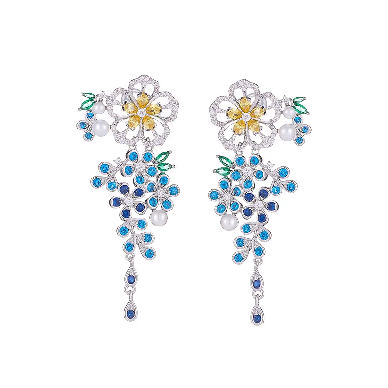 Sparkling Teardrop Tassel Earrings Luxury S925 Silver Posts Hypoallergenic Dangle Earring Bridesmaid Jewelry Accessories