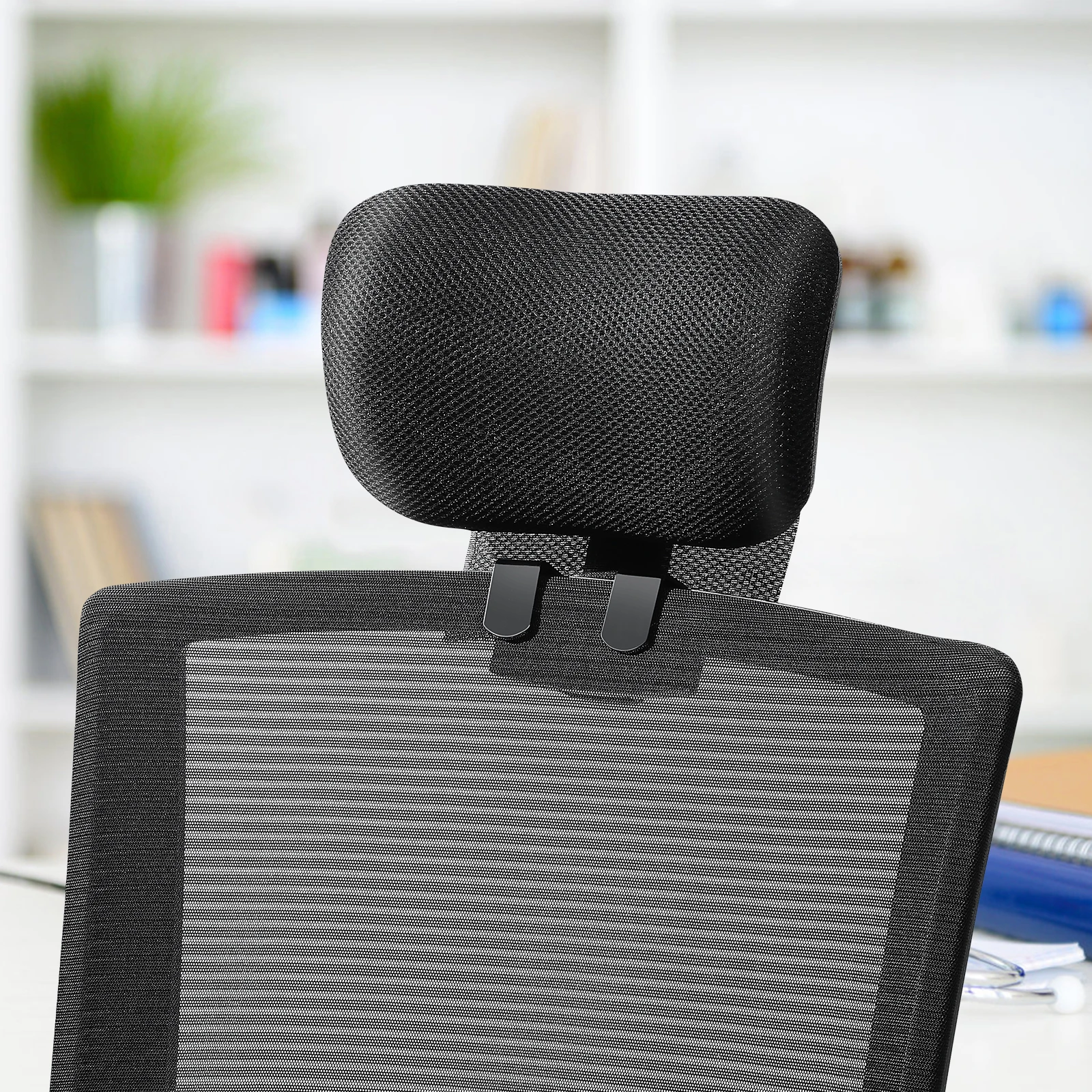 

Headrest Heightener 2.6cm Thick Black Pillow Adjustable Ergonomic Design for Office Chair Neck Support Compatibility