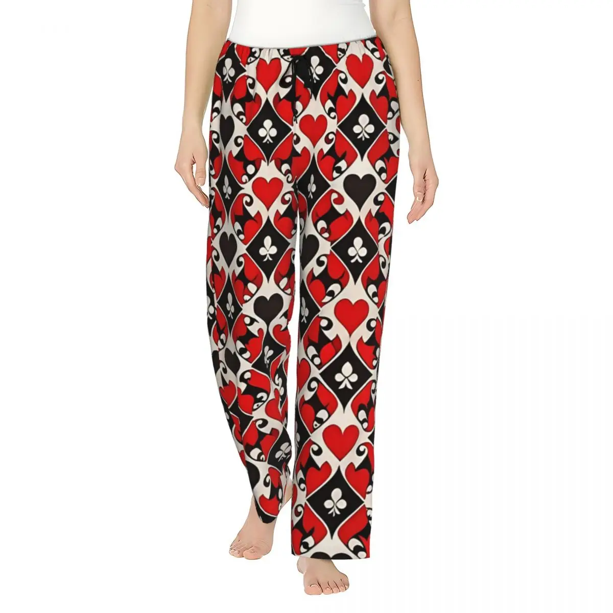 

Poker Playing Cards Symbols Ladies Lounge Pants Loose-Fit Pajama Pants Home Sleep Bottoms