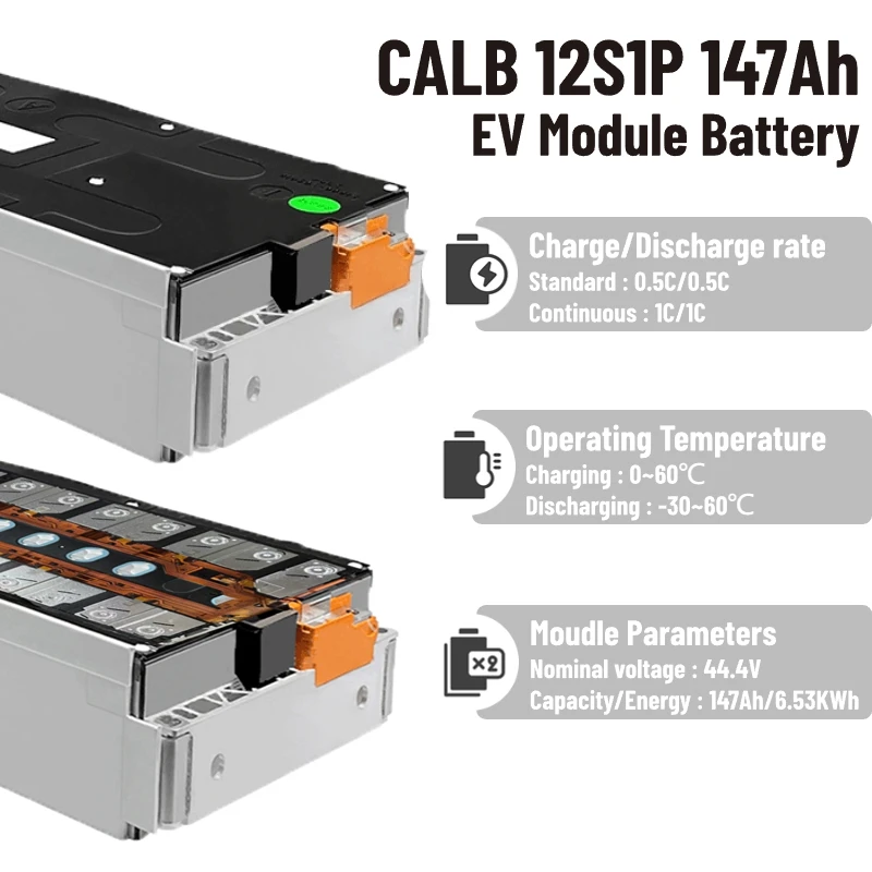 Grade A CALB 12S1P Module 44.4V 147Ah Prismatic Lithium ion Rechargeable NMC  battery module for electric car bus EV 43.2V 147ah