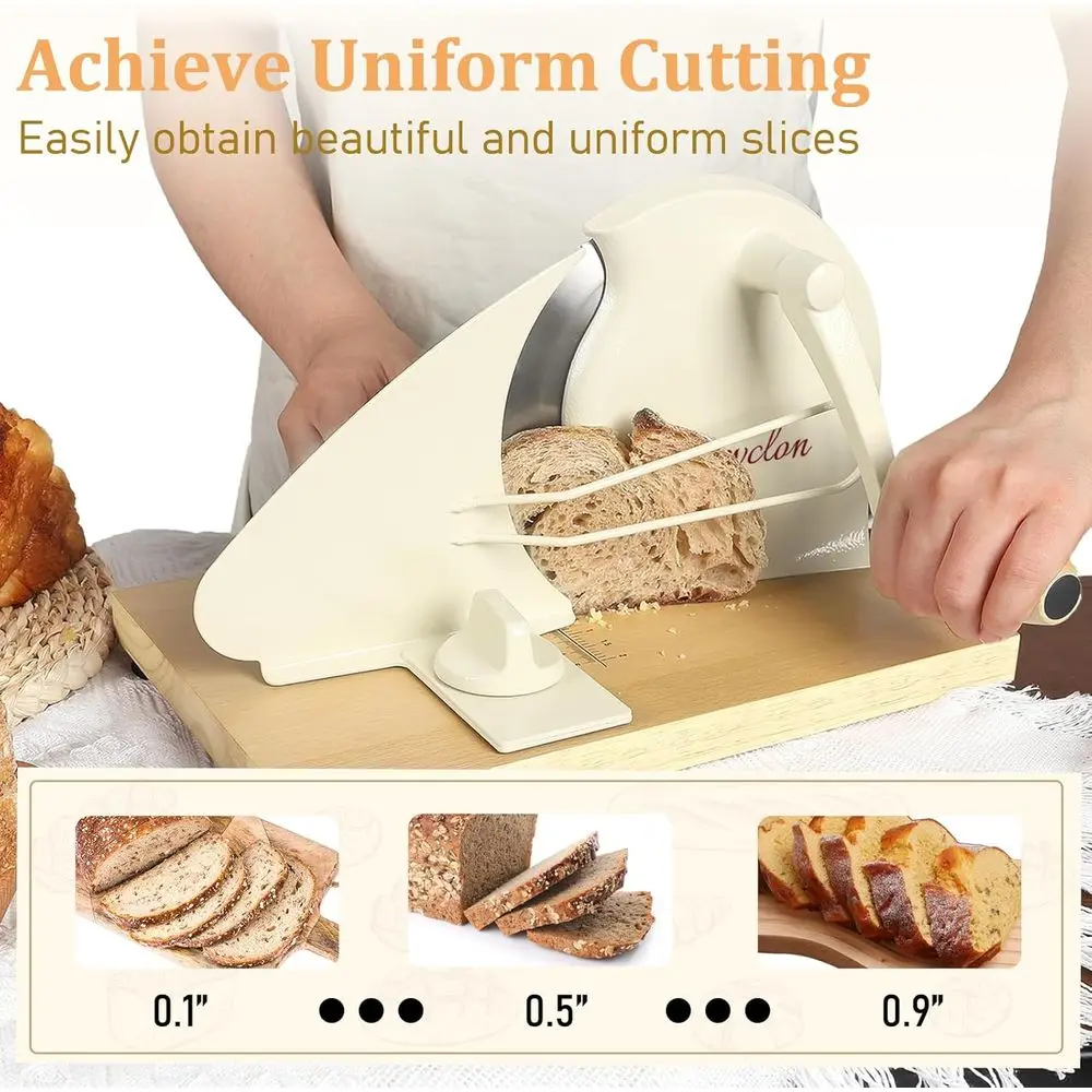 

Manual Bread Slicer, Adjustable Thickness, Hand Crank, Suction Cup, Suitable for Sourdough Bread