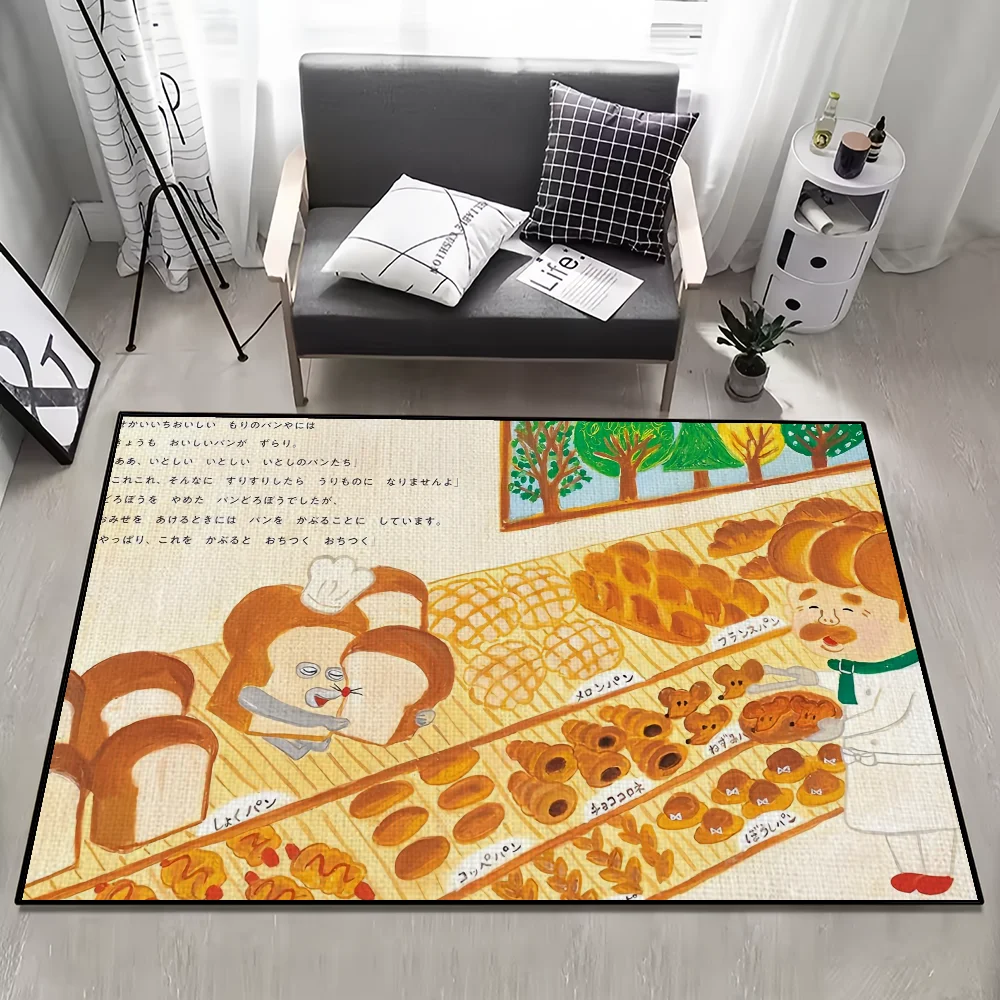 Cute Cartoon Bread Thief Door Mat Welcome Non-slip Floor Bedroom Kitchen Bath Balcony Hallway Rug Home Decoration Carpet