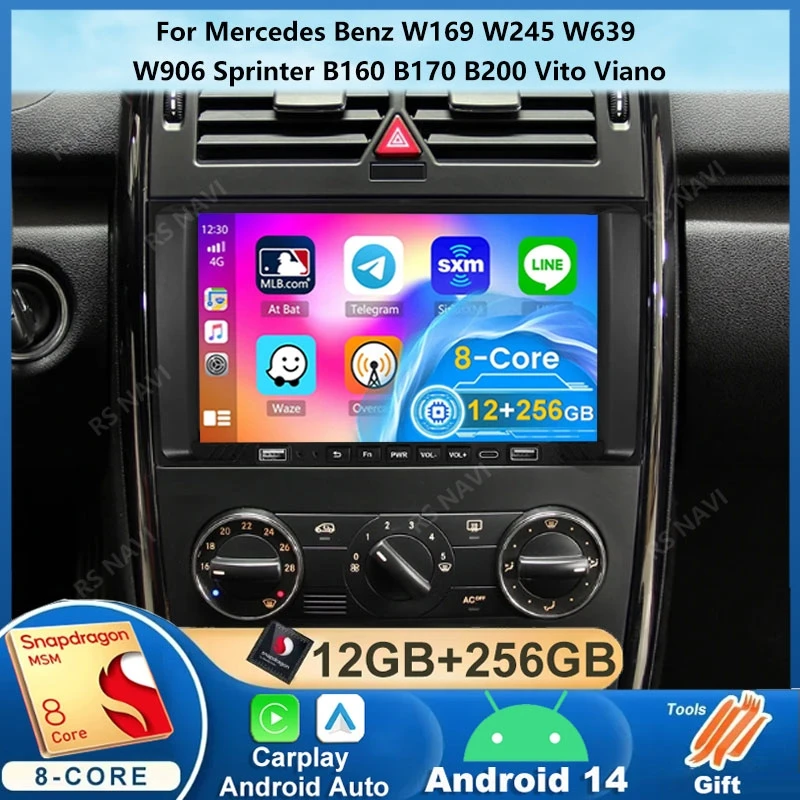 

9 ''Android 14 для Benz B200 W169 W245 W639 Sprinter Viano GPS Carplay мультимедийный автомобильный радиоприемник стерео навигация Mercedes NO 2DIN