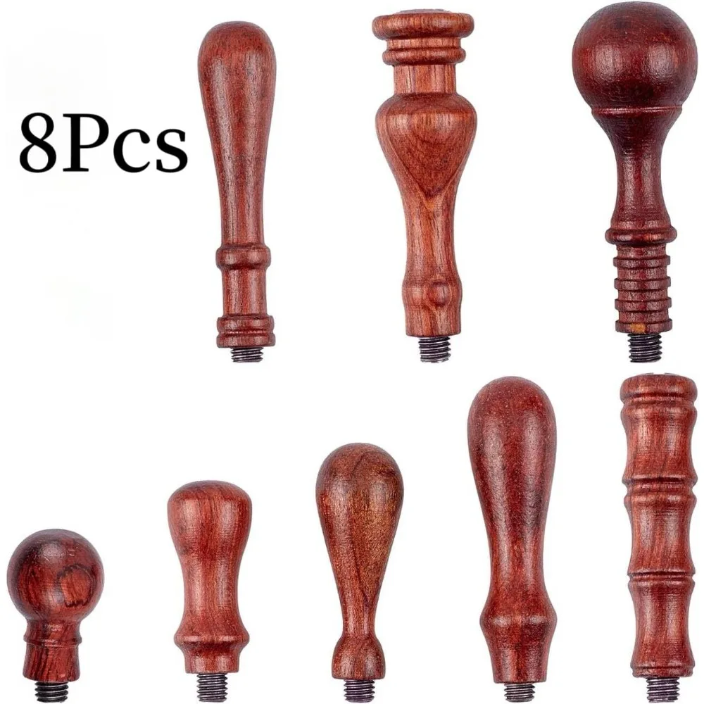 8Pcs Wax Seal Stamp Handle Only Wood Handle Replacement for Vintage Wax Sealing Stamps Removable 7mm Diameter Copper