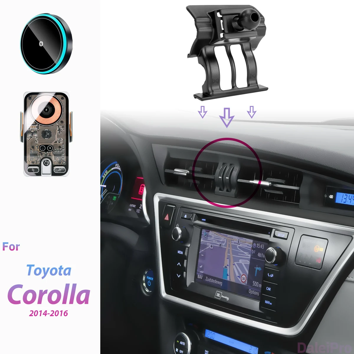 For Toyota Corolla E170 MK11 2014 2015 2016 Phone Holder, 2-in-1 Phone Stand & Base Kit, OEM Clip-On Design Phone Mount Base