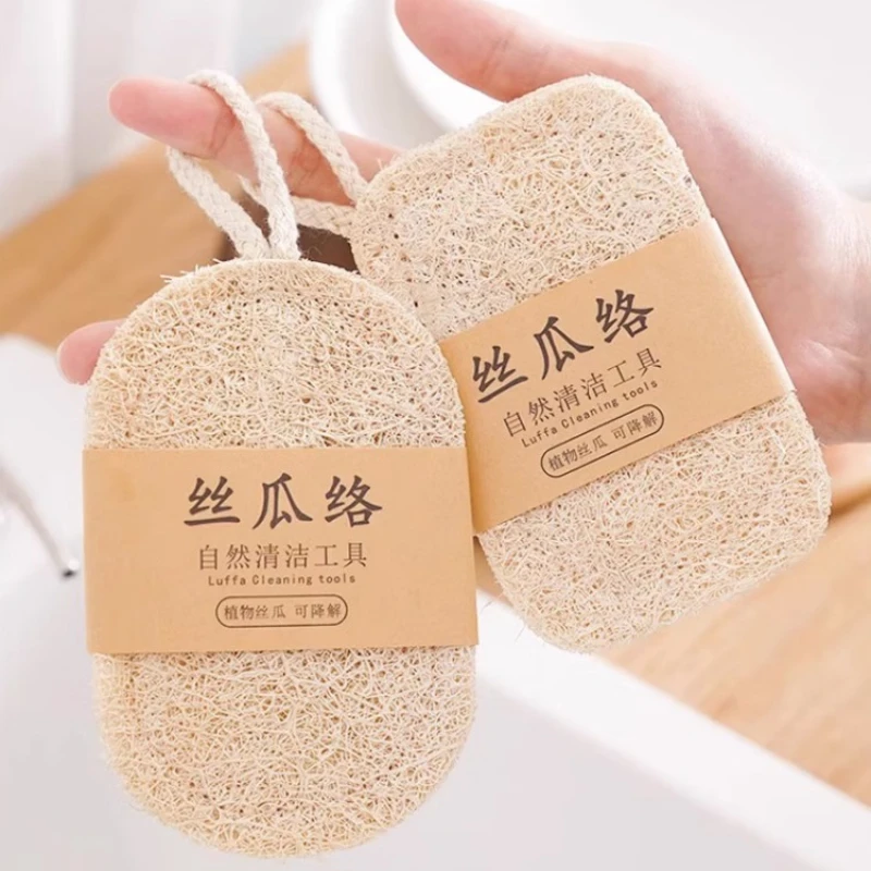 Natural Luffa Sponge Dish Washing Cloth Loofah Scrub Pad Dish Pot Easy To Clean Scrubber Sponge Kitchen Clean Brushes Household