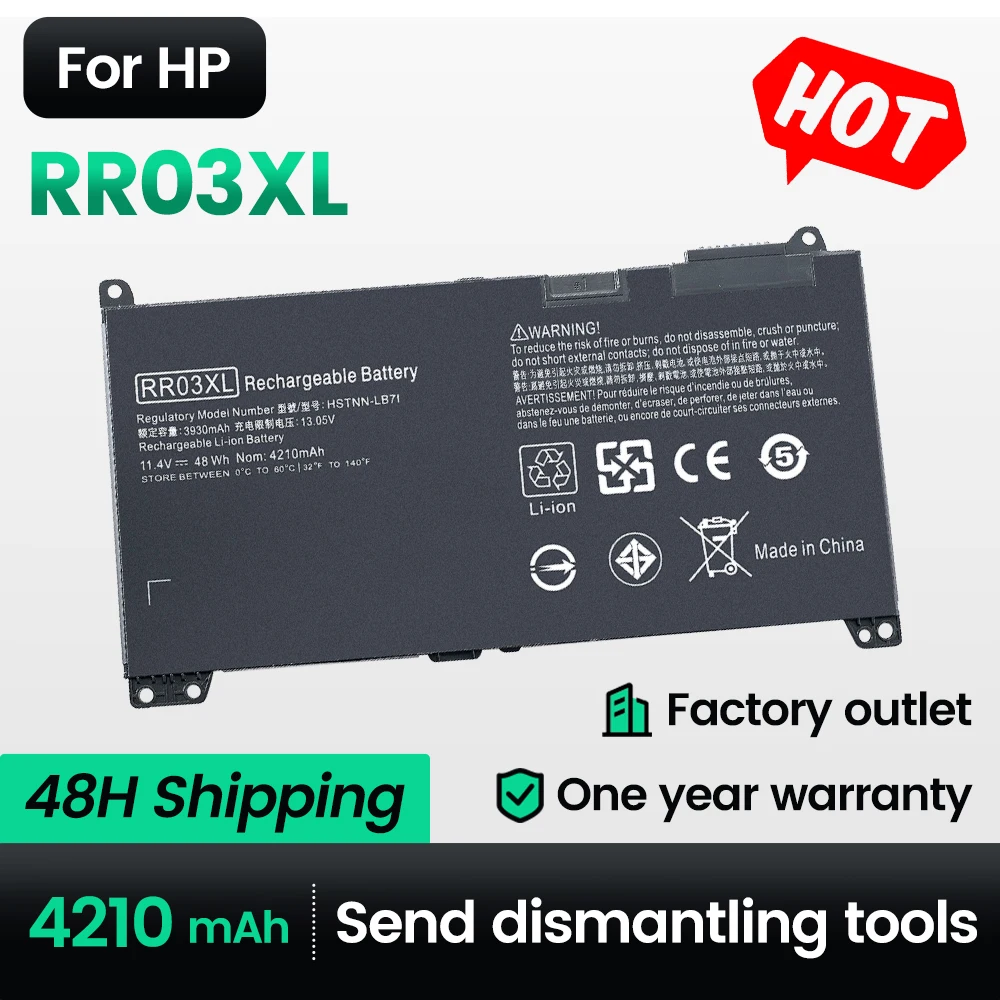 

Keyuan RR03XL HSTNN-LB71 Аккумулятор для ноутбука HP ProBook 440 450 430 455 470 G4 G5 ZHAN 66 Pro G1 HSTNN-PB6W HSTNN-UB7C