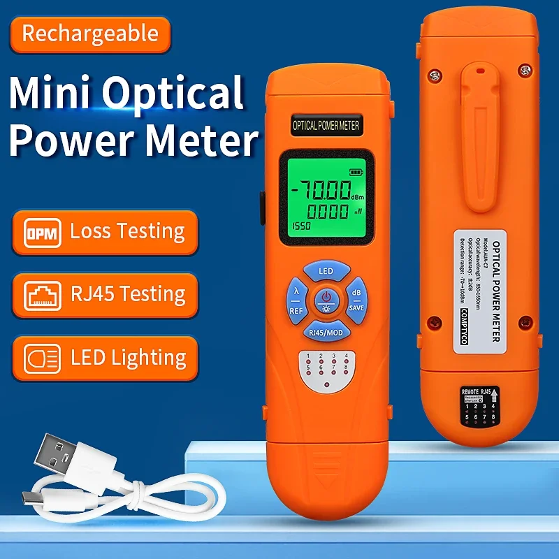 COMPTYCO Rechargeable Optical Power Meter High Precision FTTH Fiber Optic Power Meter with LED OPM SC/FC/ST